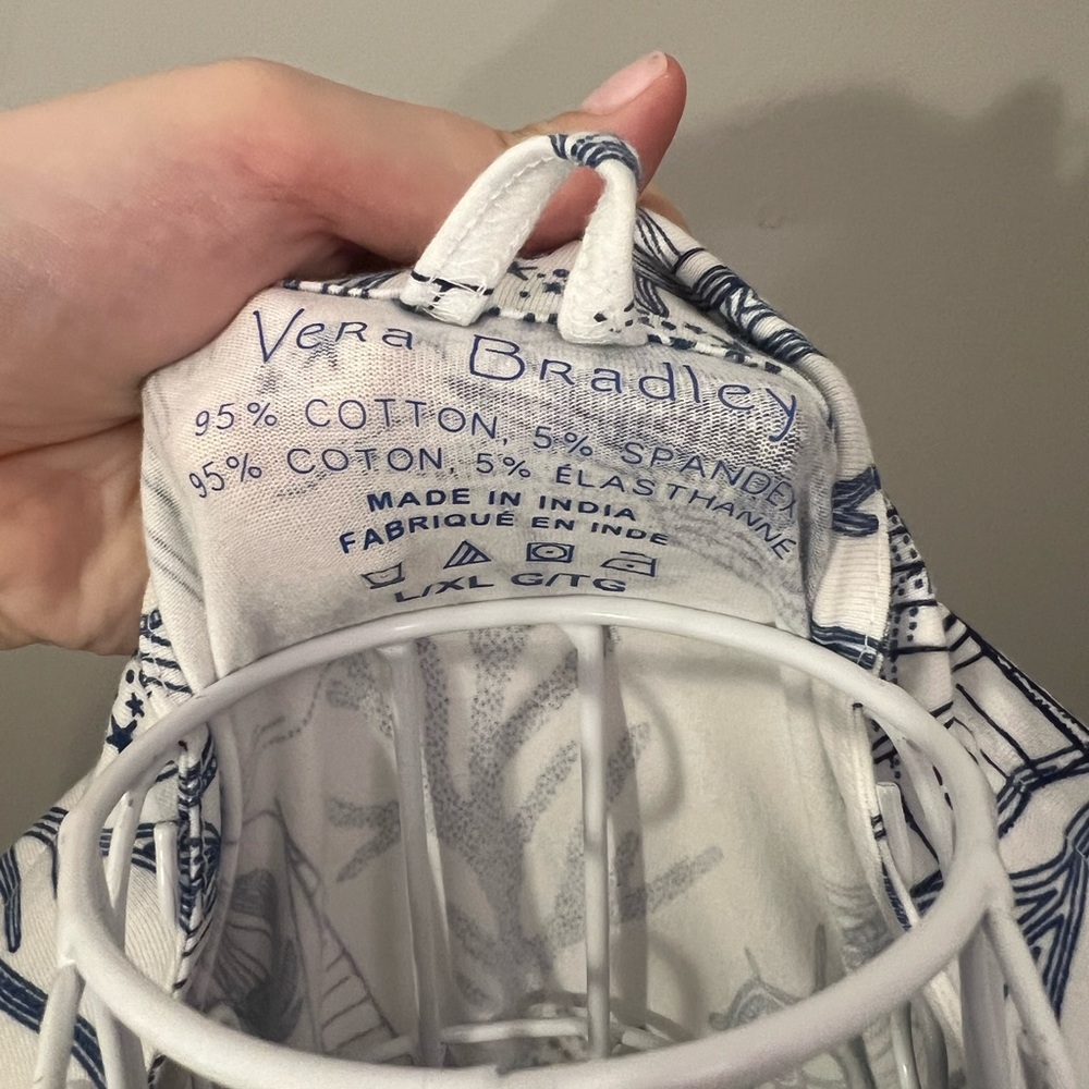 Women’s Vera Bradley Blue And White Nautical Print Cotton Robe Size L/XL - Picture 2 of 3